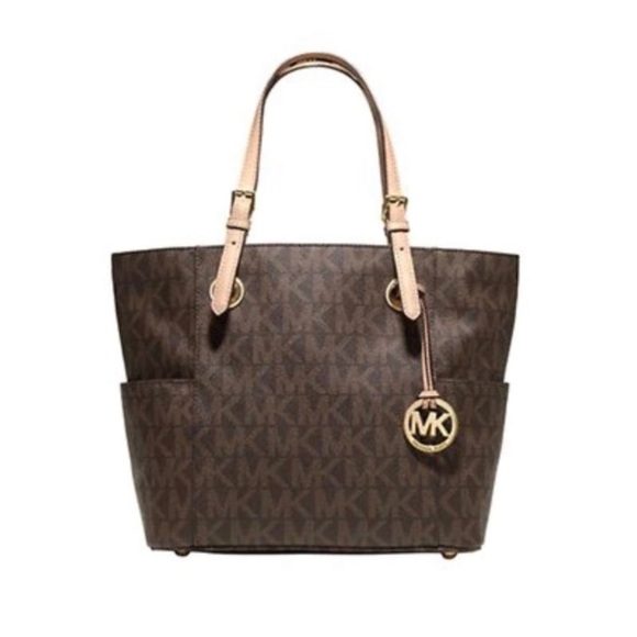 Michael Kors East West Jet Set Tote Signature Monogram Bag - Picture 5 of 17